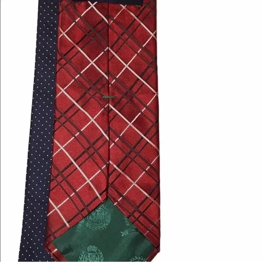 Tommy Hilfiger Red and White Plaid Tie